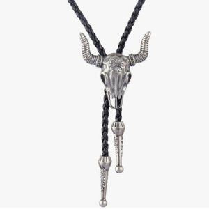 Skull Western Bolo Tie Hat Necklace Accessory